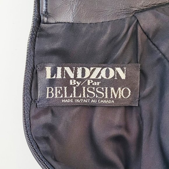 Lindzon by Bellissimo - Retro Black Leather Dress with Pointed Colar - GUC - Picture 11 of 16